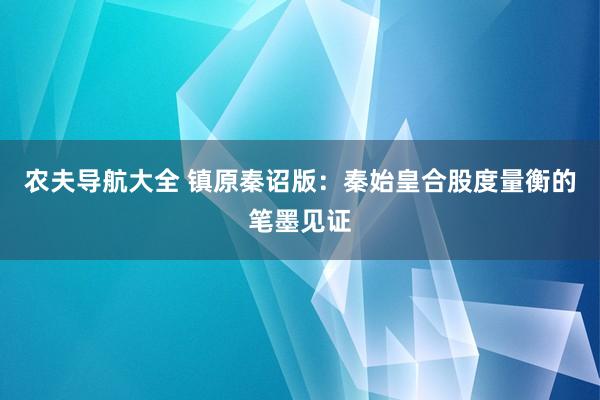 农夫导航大全 镇原秦诏版：秦始皇合股度量衡的笔墨见证