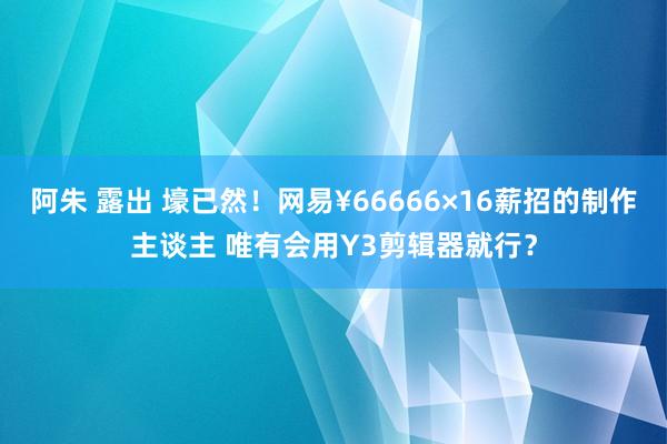 阿朱 露出 壕已然！网易¥66666×16薪招的制作主谈主 唯有会用Y3剪辑器就行？