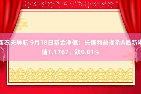 新农夫导航 9月18日基金净值：长信利盈搀杂A最新净值1.1767，跌0.01%