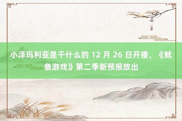 小泽玛利亚是干什么的 12 月 26 日开播，《鱿鱼游戏》第二季新预报放出