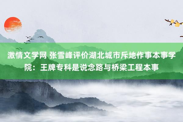 激情文学网 张雪峰评价湖北城市斥地作事本事学院：王牌专科是说念路与桥梁工程本事