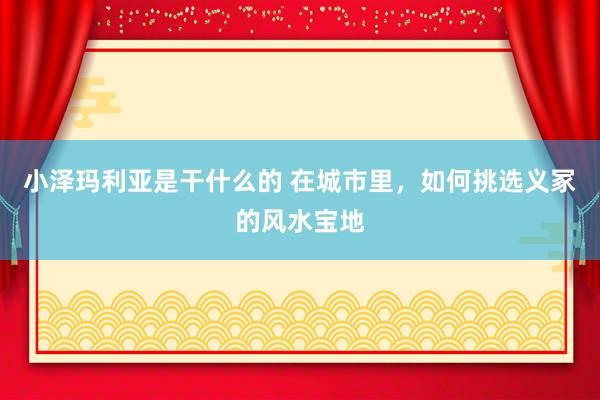 小泽玛利亚是干什么的 在城市里，如何挑选义冢的风水宝地