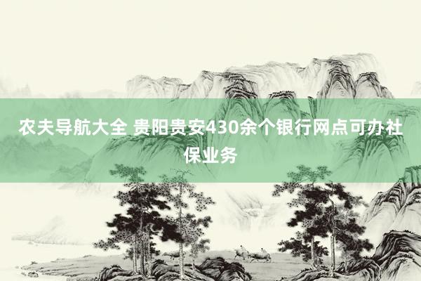 农夫导航大全 贵阳贵安430余个银行网点可办社保业务