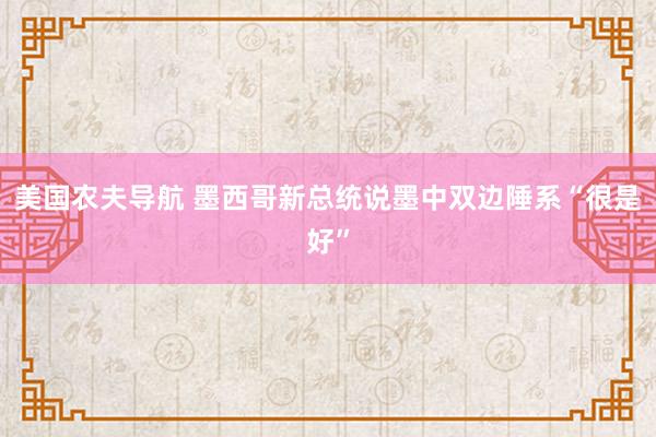 美国农夫导航 墨西哥新总统说墨中双边陲系“很是好”