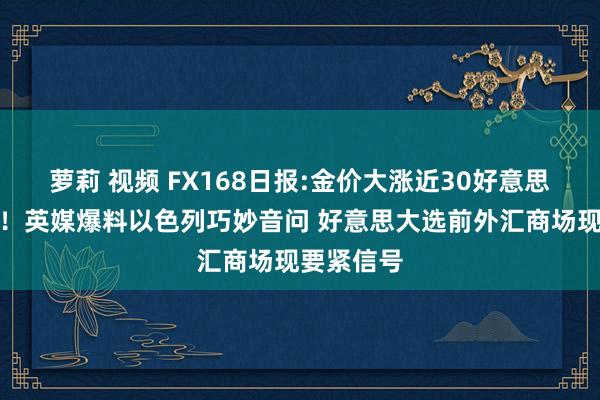 萝莉 视频 FX168日报:金价大涨近30好意思元革命高！英媒爆料以色列巧妙音问 好意思大选前外汇商场现要紧信号