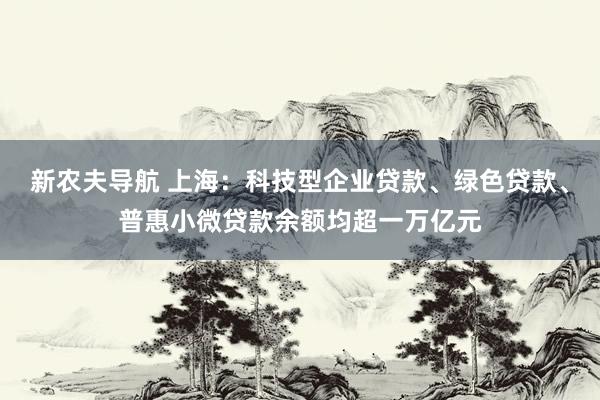 新农夫导航 上海：科技型企业贷款、绿色贷款、普惠小微贷款余额均超一万亿元