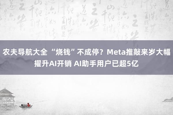 农夫导航大全 “烧钱”不成停？Meta推敲来岁大幅擢升AI开销 AI助手用户已超5亿