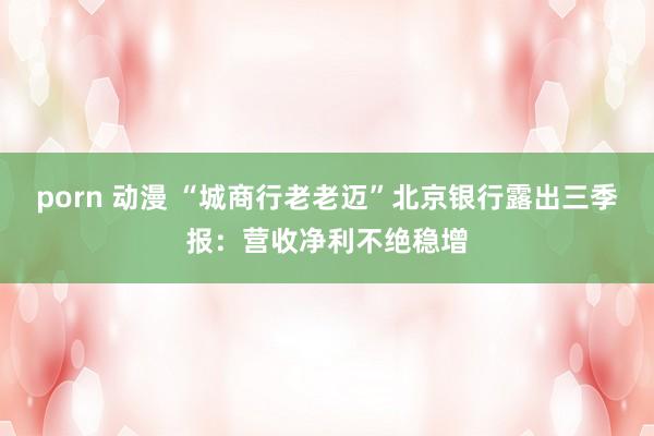 porn 动漫 “城商行老老迈”北京银行露出三季报：营收净利不绝稳增