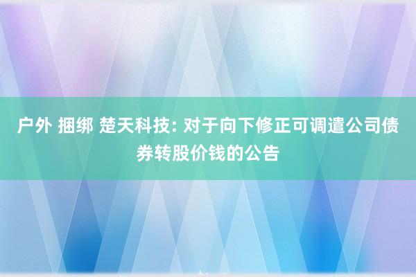 户外 捆绑 楚天科技: 对于向下修正可调遣公司债券转股价钱的公告