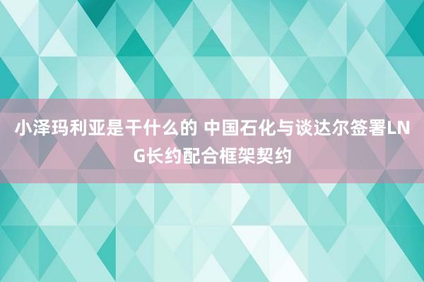 小泽玛利亚是干什么的 中国石化与谈达尔签署LNG长约配合框架契约