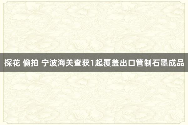 探花 偷拍 宁波海关查获1起覆盖出口管制石墨成品