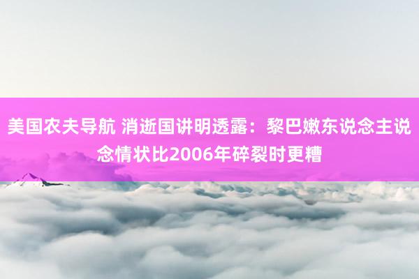 美国农夫导航 消逝国讲明透露：黎巴嫩东说念主说念情状比2006年碎裂时更糟