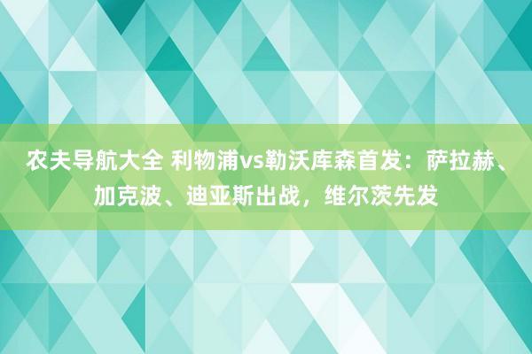 农夫导航大全 利物浦vs勒沃库森首发：萨拉赫、加克波、迪亚斯出战，维尔茨先发