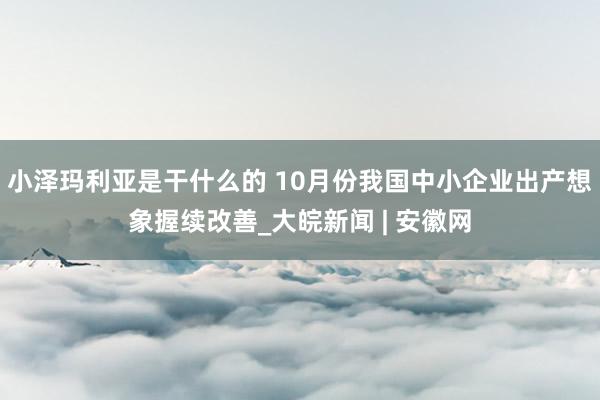 小泽玛利亚是干什么的 10月份我国中小企业出产想象握续改善_大皖新闻 | 安徽网