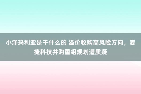 小泽玛利亚是干什么的 溢价收购高风险方向，麦捷科技并购重组规划遭质疑