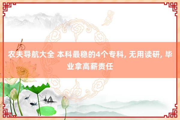 农夫导航大全 本科最稳的4个专科， 无用读研， 毕业拿高薪责任