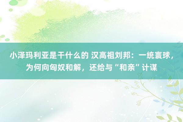 小泽玛利亚是干什么的 汉高祖刘邦：一统寰球，为何向匈奴和解，还给与“和亲”计谋