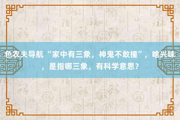 色农夫导航 “家中有三象，神鬼不敢撞”，啥兴味，是指哪三象，有科学意思？