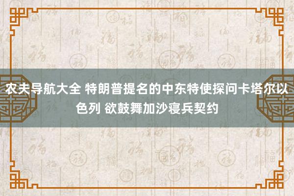 农夫导航大全 特朗普提名的中东特使探问卡塔尔以色列 欲鼓舞加沙寝兵契约