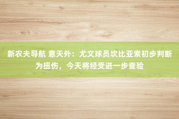 新农夫导航 意天外：尤文球员坎比亚索初步判断为扭伤，今天将经受进一步查验