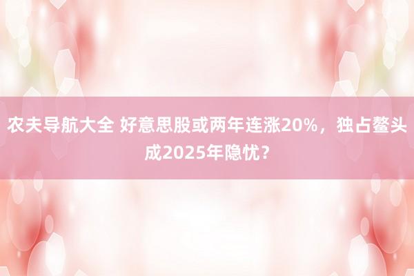 农夫导航大全 好意思股或两年连涨20%，独占鳌头成2025年隐忧？