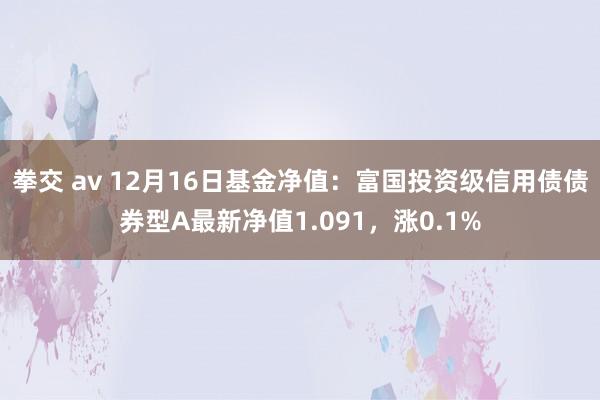 拳交 av 12月16日基金净值：富国投资级信用债债券型A最新净值1.091，涨0.1%