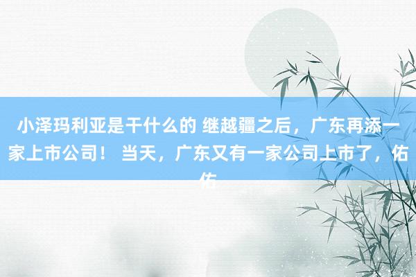 小泽玛利亚是干什么的 继越疆之后，广东再添一家上市公司！ 当天，广东又有一家公司上市了，佑