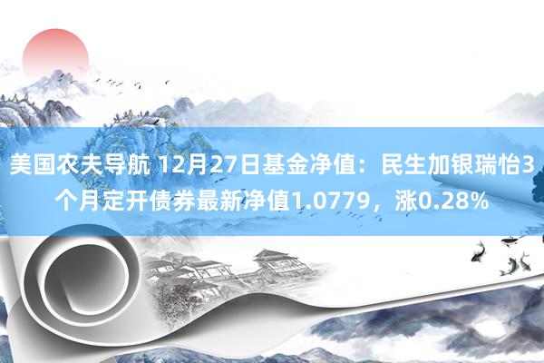 美国农夫导航 12月27日基金净值：民生加银瑞怡3个月定开债券最新净值1.0779，涨0.28%