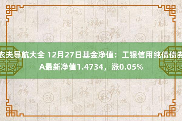 农夫导航大全 12月27日基金净值：工银信用纯债债券A最新净值1.4734，涨0.05%