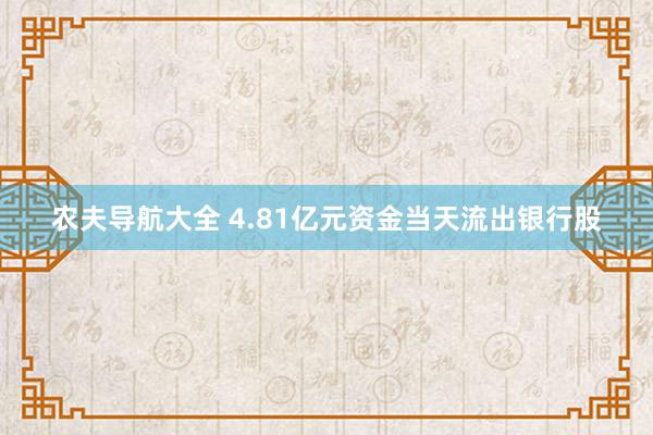 农夫导航大全 4.81亿元资金当天流出银行股