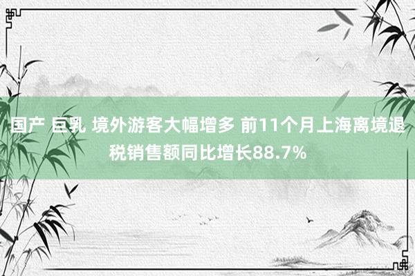 国产 巨乳 境外游客大幅增多 前11个月上海离境退税销售额同比增长88.7%