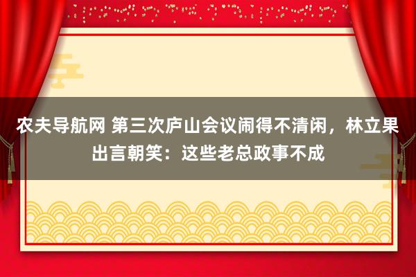 农夫导航网 第三次庐山会议闹得不清闲，林立果出言朝笑：这些老总政事不成