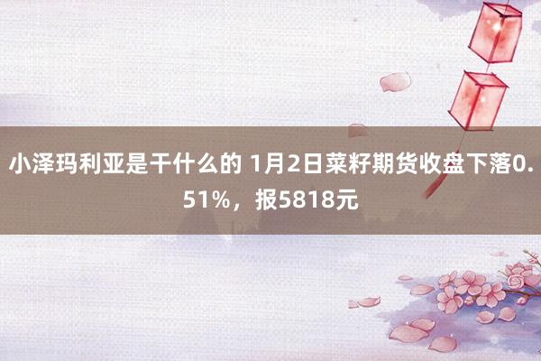 小泽玛利亚是干什么的 1月2日菜籽期货收盘下落0.51%，报5818元