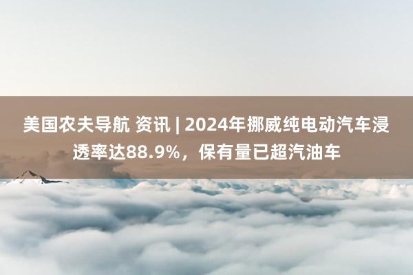 美国农夫导航 资讯 | 2024年挪威纯电动汽车浸透率达88.9%，保有量已超汽油车