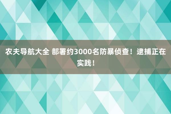 农夫导航大全 部署约3000名防暴侦查！逮捕正在实践！