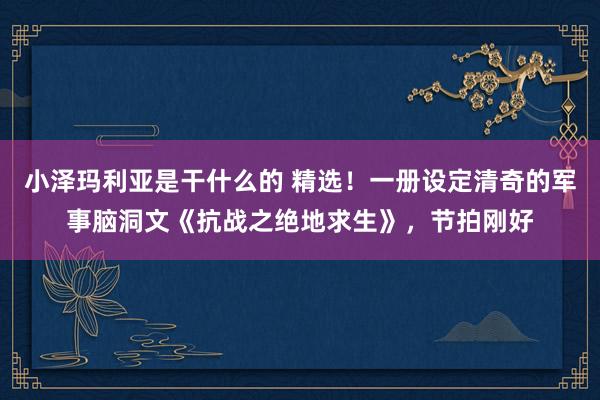 小泽玛利亚是干什么的 精选！一册设定清奇的军事脑洞文《抗战之绝地求生》，节拍刚好