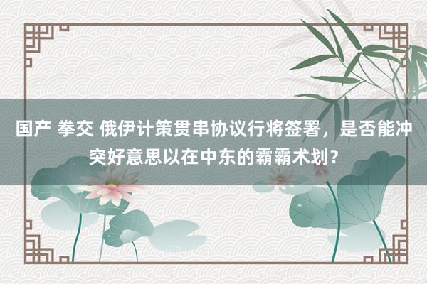 国产 拳交 俄伊计策贯串协议行将签署，是否能冲突好意思以在中东的霸霸术划？