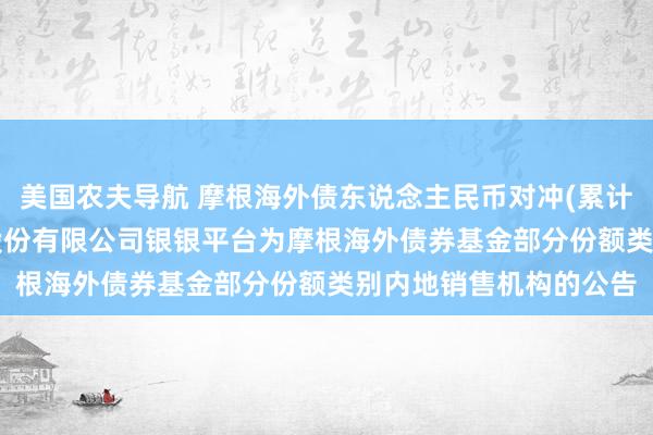 美国农夫导航 摩根海外债东说念主民币对冲(累计): 对于新增兴业银行股份有限公司银银平台为摩根海外债券基金部分份额类别内地销售机构的公告