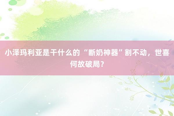 小泽玛利亚是干什么的 “断奶神器”割不动，世喜何故破局？