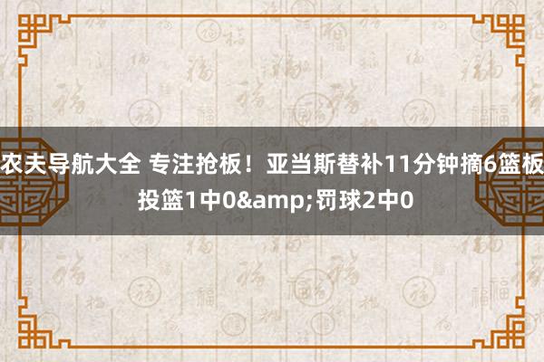 农夫导航大全 专注抢板！亚当斯替补11分钟摘6篮板 投篮1中0&罚球2中0