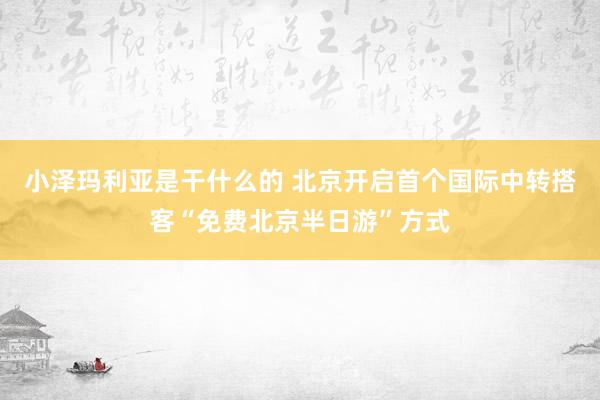 小泽玛利亚是干什么的 北京开启首个国际中转搭客“免费北京半日游”方式