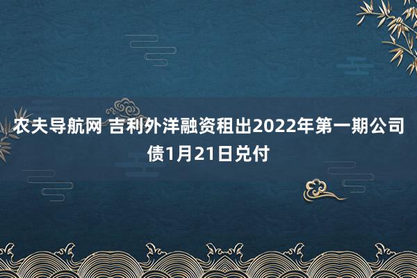 农夫导航网 吉利外洋融资租出2022年第一期公司债1月21日兑付