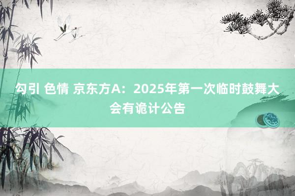 勾引 色情 京东方A：2025年第一次临时鼓舞大会有诡计公告